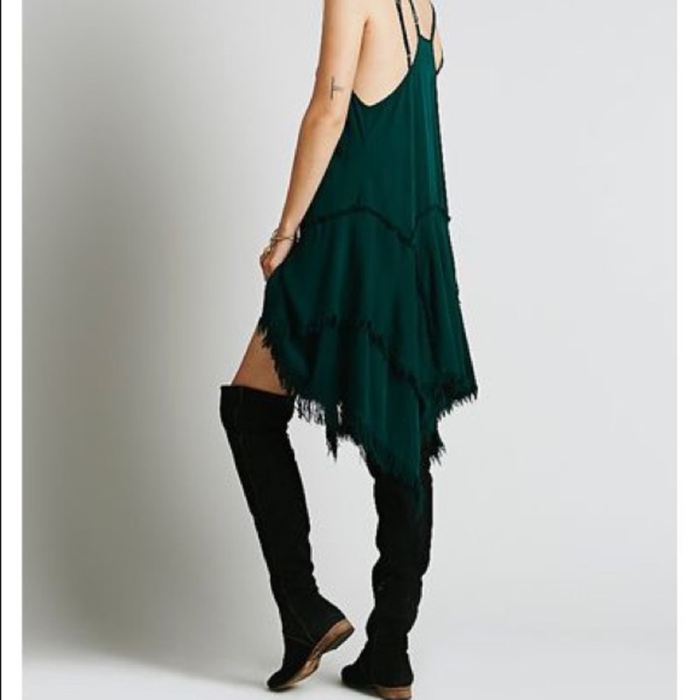 Free PeopleTattered Up Shred Slip in Green XS - Picture 2 of 5